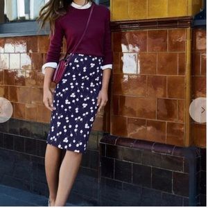 Boden Navy Floral Pencil Skirt 4L